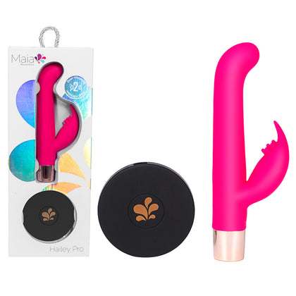 Maia Novelties Hailey PRO Wireless Rechargeable Rabbit Vibrator - Model: Hailey PRO - For Female - G-Spot, Clitoral, and Vaginal Stimulation - Pink - Adult Naughty Store