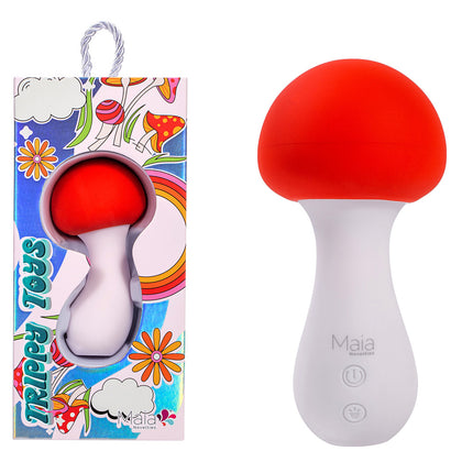 🍄 Maia SHROOMIE Liquid Silicone Mushroom Shaped Vibrator - Model Number 15 - Unisex Pleasure - Red/White