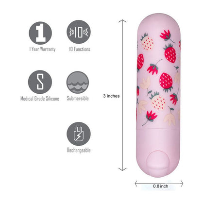 Maia Bari 10-Function Super-Charged Mini-Bullet Vibrator - Model MB-001 - For Women - Clitoral Stimulation - Elegant Rose Pink
