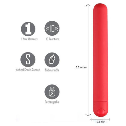 Maia Novelties Abbie Red 10-Function Rechargeable Bullet Vibrator for Women - Intense Pleasure in a Bold and Powerful Design