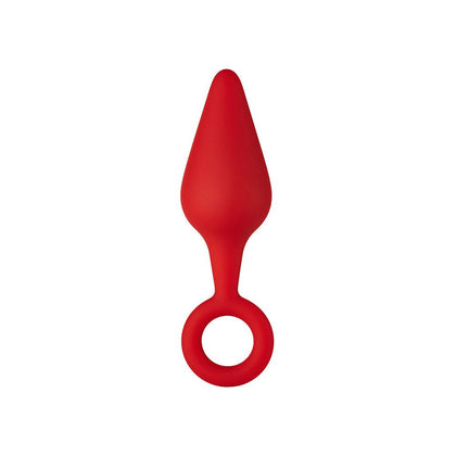 F-10: Red Medical Grade Silicone Anal Plug with Pull Ring - Model M