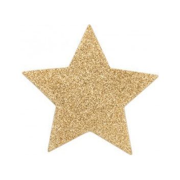 Bijoux Indiscrets Flash Star Gold Nipple Pasties - Shimmering Self-Adhesive Body Decorations for Alluring Breast Play