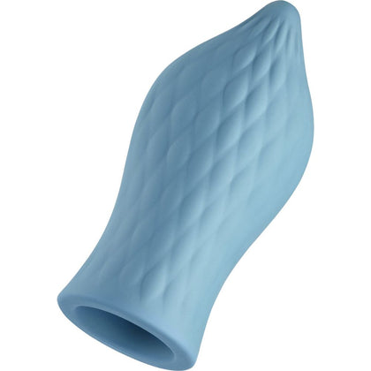 Introducing the SensaTionQuilt Versa T Silicone Sleeve - Light Blue: The Ultimate Pleasure Enhancer for All Genders and Unforgettable Stimulation - Adult Naughty Store