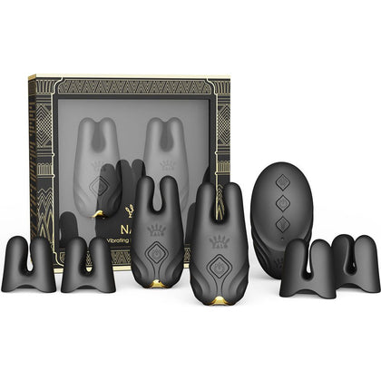 ZALO NAVE Obsidian Black Silicone Nipple Clamp - Model N2-001 - Dual Motor Stimulation for Both Genders - Intense Pleasure for Nipples and Erogenous Zones