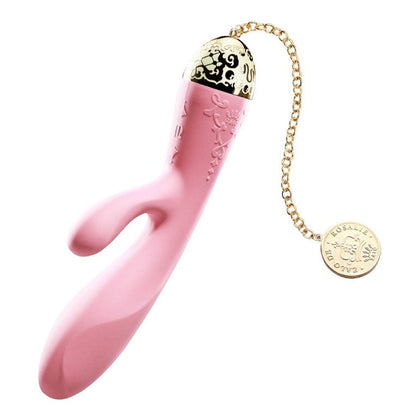 Zalo Rosalie Rouge Pink Dual Motor Rabbit Vibrator - Model R-400 - For Women - Clitoral and G-Spot Stimulation - 24K Gold Chain and Gold Plated Tip