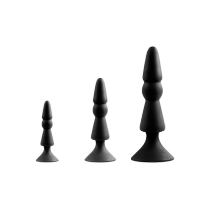 Introducing the Nexus Back Up 3-in-1 Tiered Butt Plug Kit - Model NX-BU-001, Unisex Anal Training Set in Sleek Black