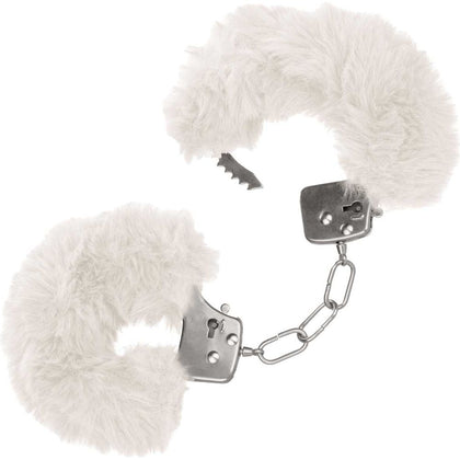 Introducing the Luxurious PleasureCo Ultra Fluffy Furry Cuffs - Model SE-2651-65-3 for Enhanced Sensual Bondage Play - Unisex - Wrist Restraints - White - Adult Naughty Store