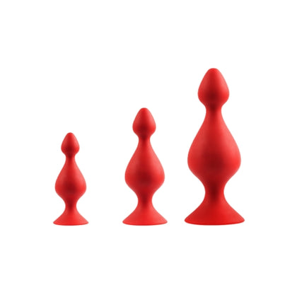 Introducing the Back Up 3 in 1 Unisex Anal Pleasure Silicone Gourd Kit Model 3 in Red - A Complete Set for Enhanced Anal Play