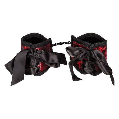 Scandal Corset Cuffs Red - Sultry Lace-Up Restraint for Sensual Pleasure - Adult Naughty Store