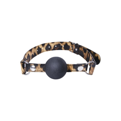 Introducing the BoundFrenzy Leopard Frenzy Silicone Ball Gag BF-2000 for Women, Enhancing Sensory Play in Exotic Leopard Print