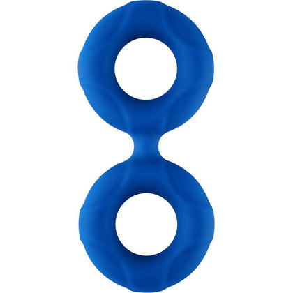 Introducing the SensaPleasure Double Ring F-81 (Liquid Silicone) - Blue: A Premium Pleasure Enhancer for Men - Adult Naughty Store