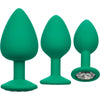 Cheeky Gems - Green 3 Piece Anal Plug Set for Sensational Backdoor Pleasure - Model CG-3APG - Unisex - Graduated Sizes - Sparkling Gem Base - Adult Naughty Store