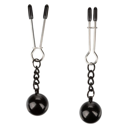 Introducing the SensaTweez™ Weighted Nipple Clamps - Model NTG-2000: The Ultimate Pleasure Enhancer for All Genders, Delivering Exquisite Stimulation and Intense Sensations in a Sultry Onyx Black Hue