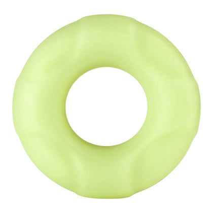 Introducing the SensaFlex F-33: 25MM 100% Liquid Silicone C-Ring Glow L - The Ultimate Comfortable Cock Ring for Men's Pleasure in Black, Blue, and Neon - Adult Naughty Store