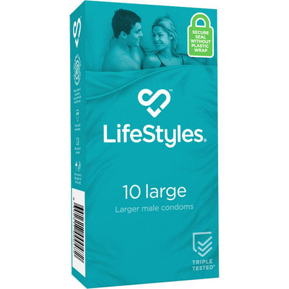 LifeStyles® Large Easy-Fit Condoms - Enhanced Comfort and Pleasure for Intimate Moments - Pack of 10 - Adult Naughty Store