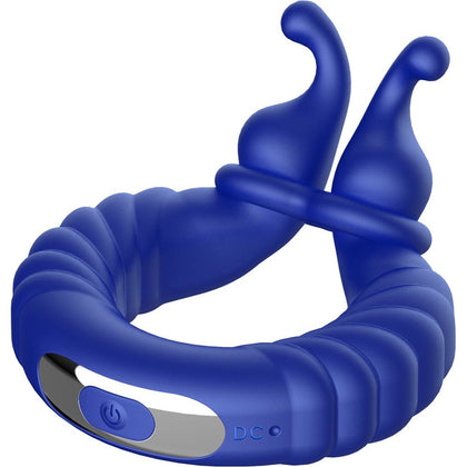 Introducing the SensaVibe F-24 Textured Vibrating Cockring - Blue: The Ultimate Pleasure Enhancer for Him and Her - Adult Naughty Store