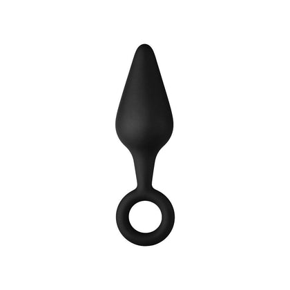 F-10: Black Medical Grade Silicone Anal Plug with Pull Ring - Model M