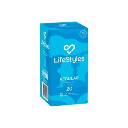 Ansell LifeStyles Regular Condoms 20'S - Comfort Fit, Electronically Tested, Unisex, For Enhanced Pleasure - Classic Transparent