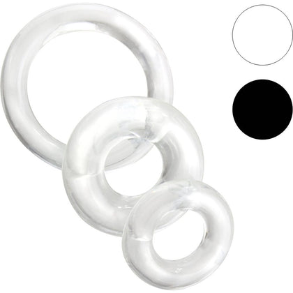 RingO x3 Super-Stretchy Cock Rings Set 3S-2021 for Men, Model 3S-2021, Black - Male Genital Enhancement Toy for Extended Pleasure