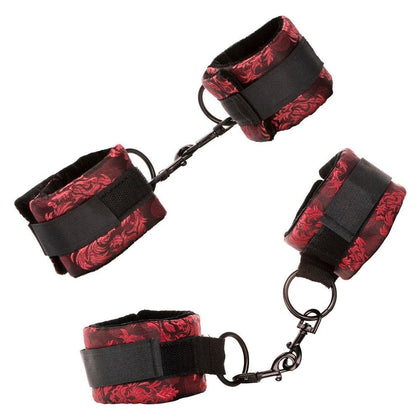 Scandal Universal Cuff Set - Adjustable Red and Black Brocade Cuffs for Sensual Bondage Pleasure - Model SCU-001 - Unisex