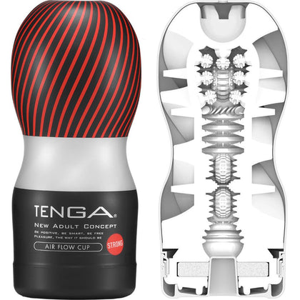 TENGA Air Flow Cup Strong Male Masturbator - Model AF-24X - Intense Stimulation for Head and Shaft - Black