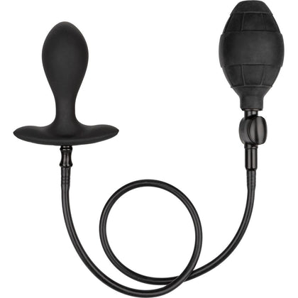 Introducing the SensaPlush Weighted Silicone Inflatable Anal Plug - Model X5B2: Unleash Unparalleled Pleasure for All Genders, Targeting the Sensational Depths in Sultry Midnight Black - Adult Naughty Store