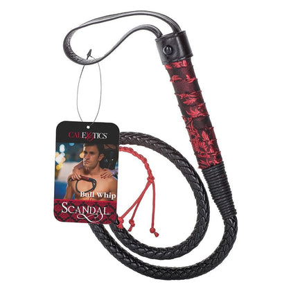 Scandal Bull Whip Red: Premium Hand-Stitched BDSM Toy for Experienced Dominants - Model SW-5000 - Unleash Your Passion and Control with this Exquisite Red and Black Bull Whip