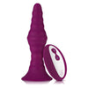 Introducing the Luxuria Pyra Large Vibrating Anal Plug - Model PXL-3000 - Unisex - Ribbed for Pleasure - Dark Fuschia - Adult Naughty Store