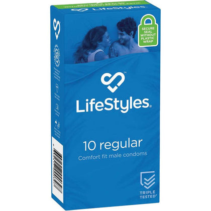 LifeStyles® Regular 10pk Latex Condoms - Easy-Fit Shape for Extra Comfort, 53mm Nominal Width - Adult Naughty Store