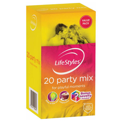 Lifestyles® Party Mix 20's Assorted Condoms - Pleasure Pack for Unforgettable Experiences - Adult Naughty Store