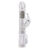 Introducing the Luxurious PleasureX Limited Edition Rabbit Vibrator - Model R-5000: The Ultimate White and Silver Pleasure Machine! - Adult Naughty Store