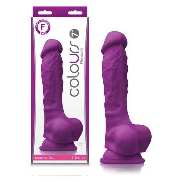 Colours Pleasures 7IN Silicone Dildo - Model CP-7P - Unisex - G-Spot and Prostate Stimulation - Purple
