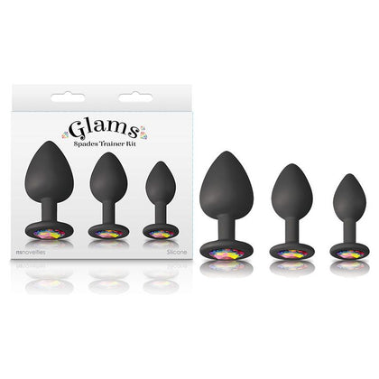 Glam's Spades Trainer Kit: Sensual Silicone Jewel Plugs for Alluring Anal Pleasure - Model GSK-789 - Unleash Your Inner Glamour - Adult Naughty Store