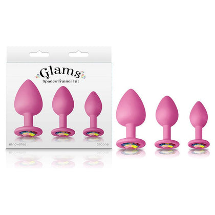 Glam's Spades Trainer Kit - The Ultimate Jeweled Silicone Anal Plug Set for Sensual Pleasure - Model S7.1/M8.1/L9.5 - Unisex - Backdoor Delight - Rainbow - Adult Naughty Store