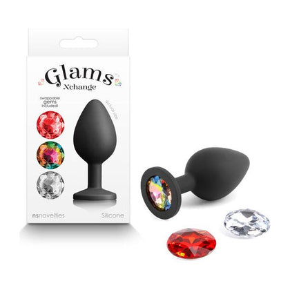 Glams Xchange Round - Medium: The Sensual Jewel Butt Plug - Model GX-RM-M, Unisex, Anal Pleasure, Captivating Crystal Blue - Adult Naughty Store