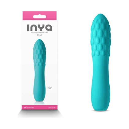 INYA Rita - Teal: Compact Rechargeable Silicone Textured Stimulator for Women's Intimate Pleasure