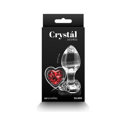 Introducing Crystal Desires Red Heart Medium Glass Anal Plug - Model RD-130M: A Passionate Pleasure for All Genders - Adult Naughty Store