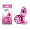 Introducing the Pink Rear Assets Small Metal Butt Plug - Model RS-7.1P: A Sensual Delight for All Genders, Designed for Anal Pleasure - Adult Naughty Store