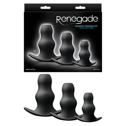Renegade Peeker Kit - Sensual Silicone Anal Pleasure Set for All Genders - Model RPK-3 - Explore Intimate Delights with Hollowed Center - Sultry Black