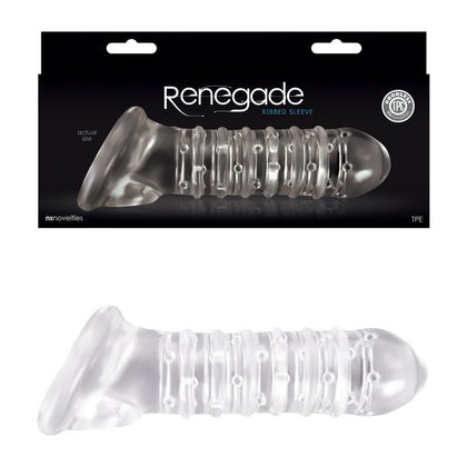 Renegade Ribbed Extension - Model RRE-001 - Male Pleasure Sleeve - Enhances Stimulation - Black