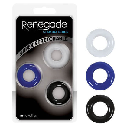 Renegade Stamina Rings - Super Stretchy TPE Rings for Versatile Pleasure - Set of 3 - Suitable for All Lubricants - Vibrant Colors - Adult Naughty Store