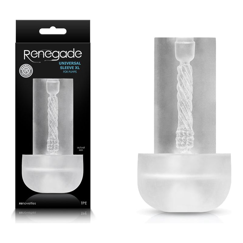 Renegade Universal Sleeve XL - Premium Silicone Pump Sleeve for Enhanced Pleasure - Model RS-1001 - Unisex - Designed for 2.5 Inch Pump Cylinders - Intensify Your Sensations - Jet Black
