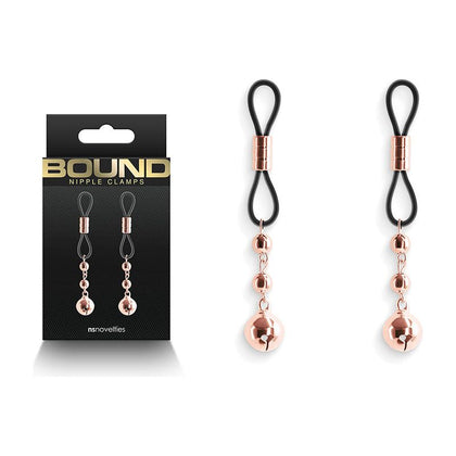 Bound D1 Rose Gold Nipple Clamps - Set of 2, Adjustable, for Erotic Stimulation and Sensation, Nickel-Free Metal with Silicone Tips, Rose Gold/Black Color