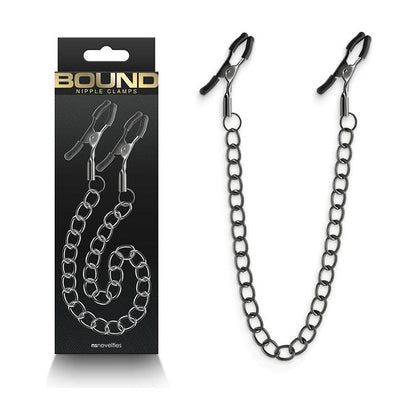 Bound DC2 Gunmetal Adjustable Nipple Clamps with Chain - Unisex Erotic Nipple Stimulation Toy - Adult Naughty Store