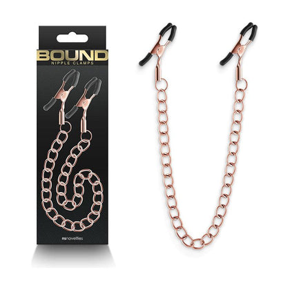 Bound Nipple Clamps - DC2 - Rose Gold: Exquisite Rose Gold Adjustable Nipple Clamps for Sensual Pleasure - Adult Naughty Store