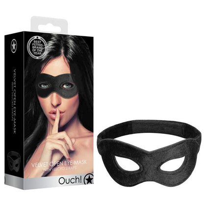 Ouch! Velvet & Velcro Adjustable Open Eye Mask - Sensual Pleasure Enhancer for Men, Women, Doms, and Subs - Model VV-EM001 - Black