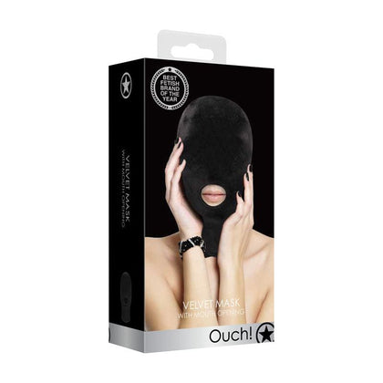 Ouch! Velvet & Velcro Mask with Mouth Opening - Sensational Unisex BDSM Fetish Hood in Black