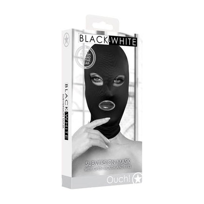 Subversion Mask: Open-Mouth Hood for Enhanced Sensory Play - Model SM-39G - Unisex - Full Head Coverage - Black - Adult Naughty Store