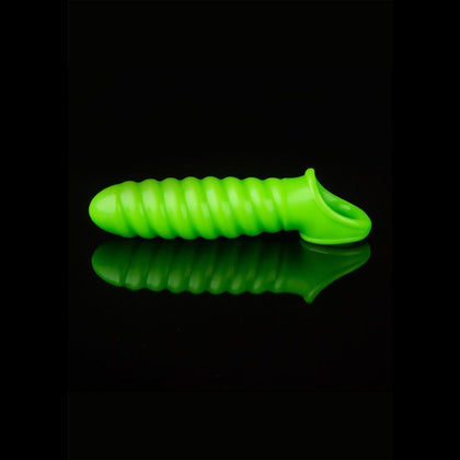 Ouch! Glow-In-The-Dark Swirl Stretchy Penis Sleeve - Innovative Pleasure Enhancer for Men - Model GS-200 - Fluorescent Green - Illuminate Your Intimate Moments