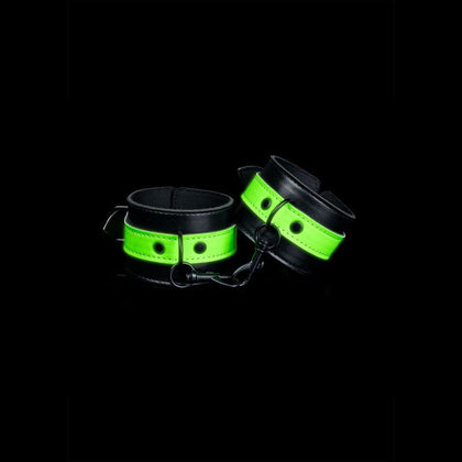 Ouch! Glow In The Dark Handcuffs - Premium Bondage Toy GID-001 for Unisex Pleasure - Fluorescent Green - Adult Naughty Store